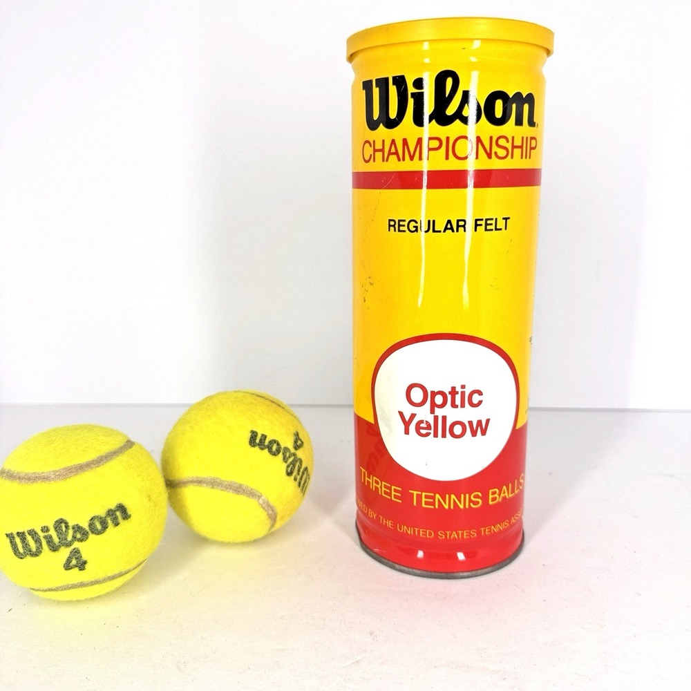 Wilson Championship Tennis Balls Vintage Can Optic Yellow 2 Balls USA